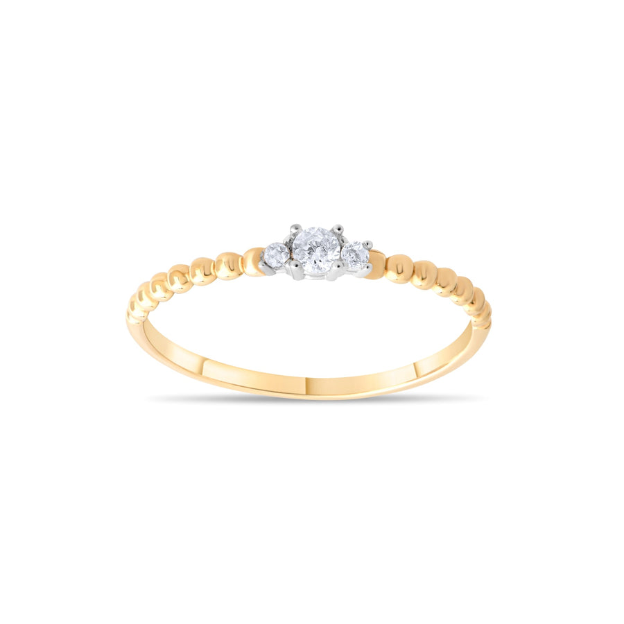 14ct Gold CZ Trio Ring – Size N - Kolié Fine Jewellery