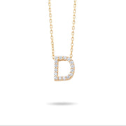 14ct Gold D Initial Necklace, Cubic Zirconia Personalised Pendant, Alphabet Letter Jewellery, Hallmarked - Kolié
