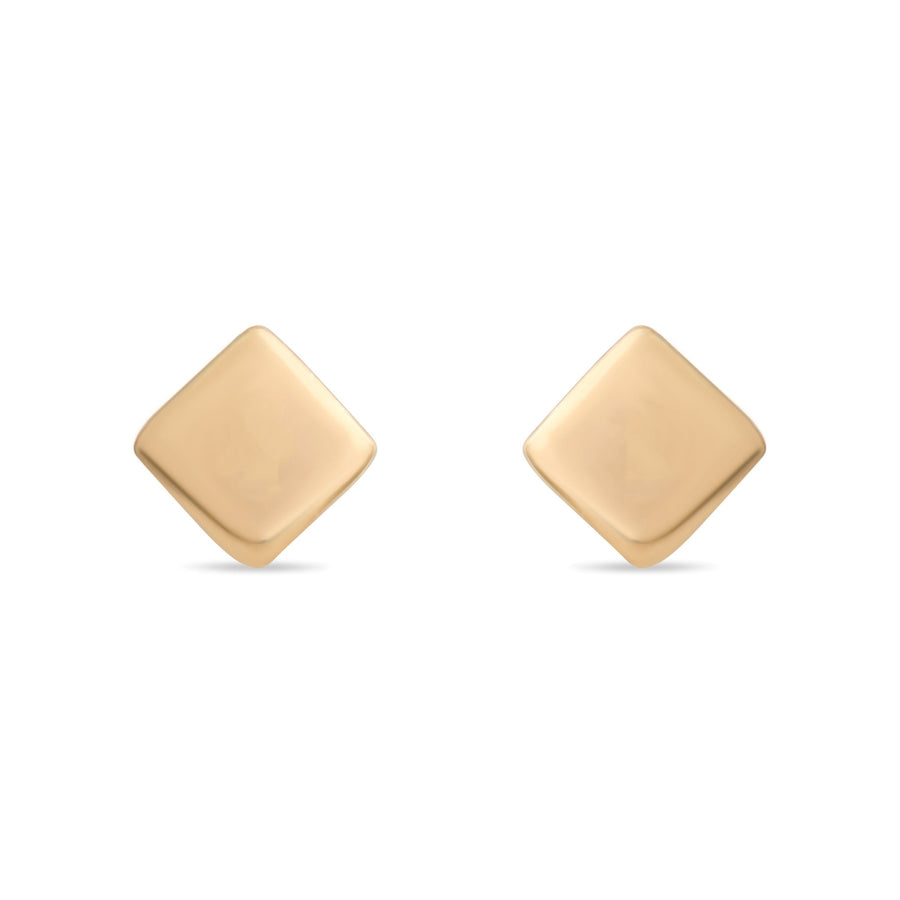 14ct Gold Diamond Shape Stud Earrings | Geometric Minimalist Studs | Kolié - Kolié Fine Jewellery