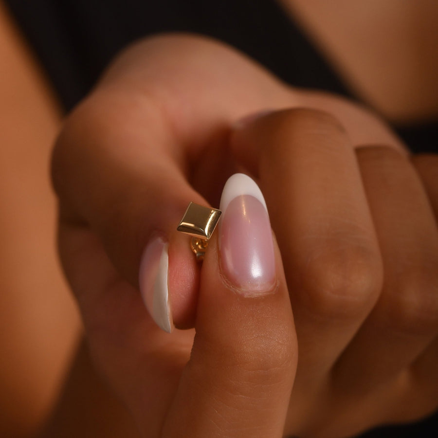 14ct Gold Diamond Shape Stud Earrings | Geometric Minimalist Studs | Kolié - Kolié Fine Jewellery