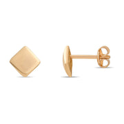14ct Gold Diamond Shape Stud Earrings | Geometric Minimalist Studs | Kolié - Kolié Fine Jewellery