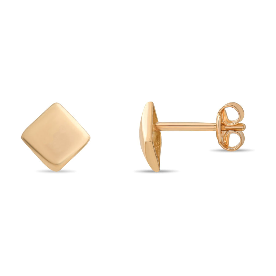 14ct Gold Diamond Shape Stud Earrings | Geometric Minimalist Studs | Kolié - Kolié Fine Jewellery
