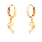 14ct Gold Dolphin Hoop Earrings for Women | Elegant 14K Gold Huggie Hoops | Gift for Her - Kolié