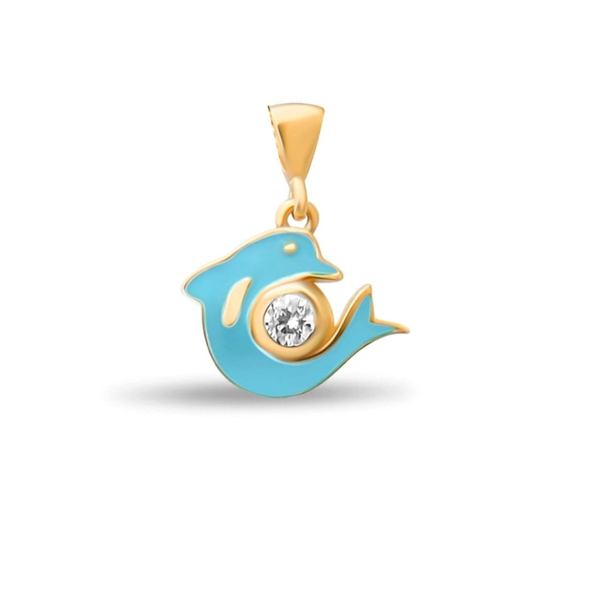 14ct Gold Dolphin Pendant with Blue Enamel - Pendant Only - Kolié