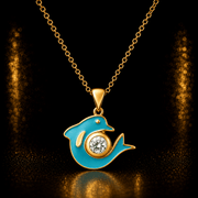 14ct Gold Dolphin Pendant with Blue Enamel - Pendant Only - Kolié Fine Jewellery