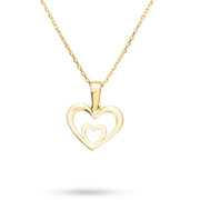 14ct Gold Double Heart Pendant • Solid Gold Heart Charm • Minimalist 14ct Gold Pendant • Real Yellow Gold Jewellery • Openwork Love Token Charm - Kolié Fine Jewellery