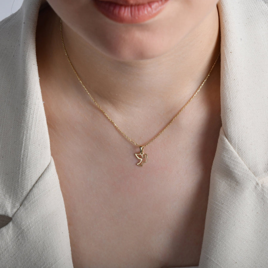 14ct Gold Dove Pendant – Symbol of Peace & Hope, Perfect for Women - Pendant Only - Kolié