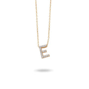 14ct Gold E Initial Necklace, Cubic Zirconia Personalised Pendant, Alphabet Letter Jewellery, Hallmarked - Kolié