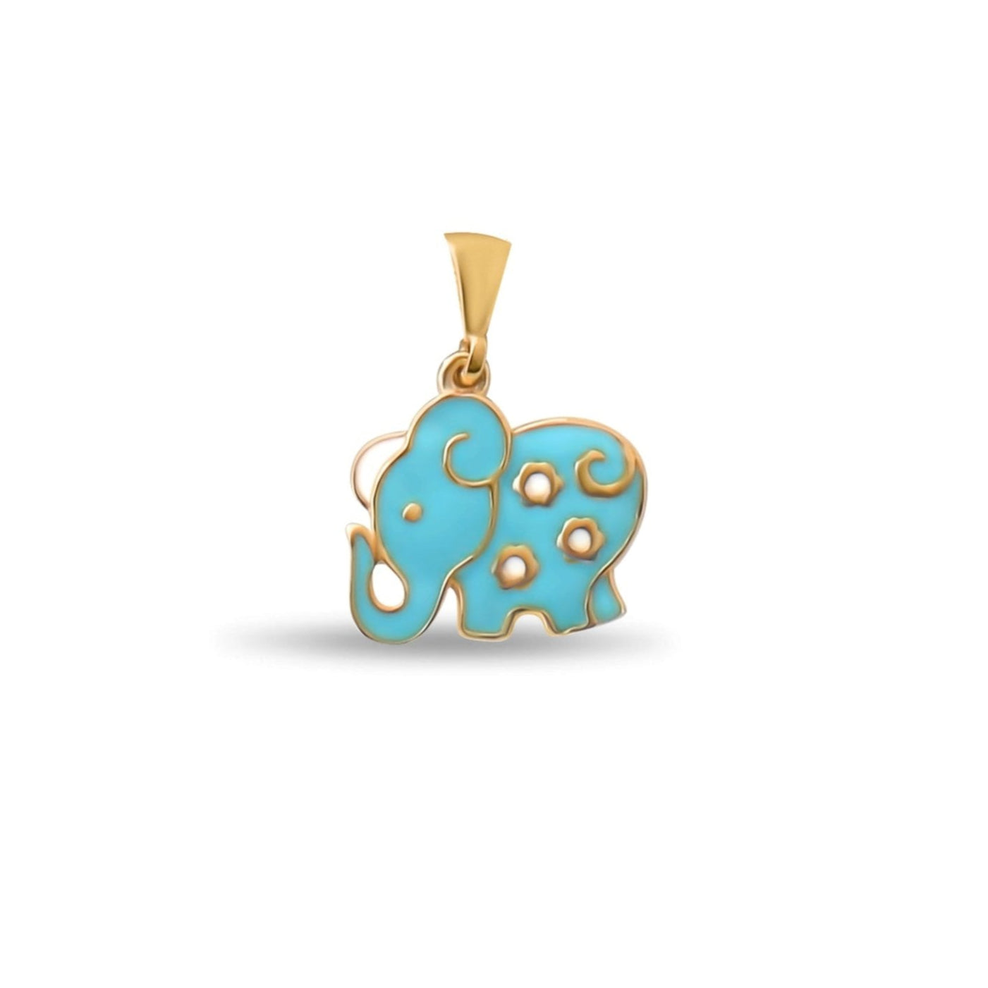 14ct Gold Elephant Pendant with Enamel – Cute Animal Charm - Pendant Only - Kolié