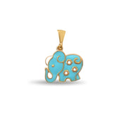 14ct Gold Elephant Pendant with Enamel – Cute Animal Charm - Pendant Only - Kolié