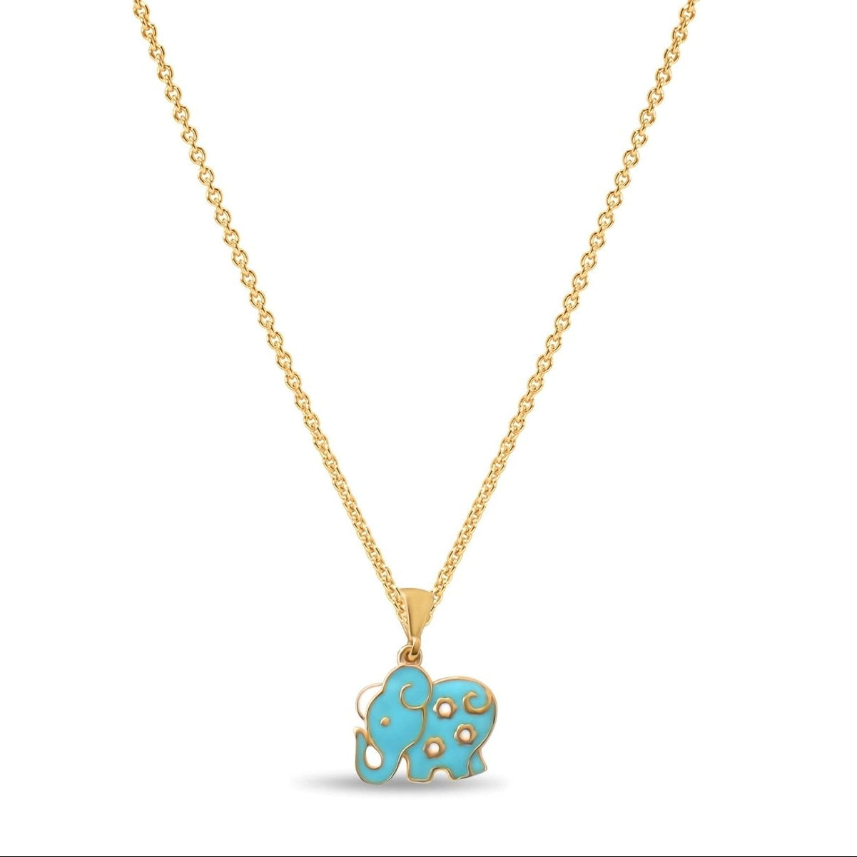 14ct Gold Elephant Pendant with Enamel – Cute Animal Charm - Pendant Only - Kolié