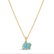 14ct Gold Elephant Pendant with Enamel – Cute Animal Charm - Pendant Only - Kolié