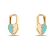 14ct Gold Enamel Heart Earrings, Dainty Split Heart Earrings, Minimalist Jewellery for Women, Gift for Her - Kolié