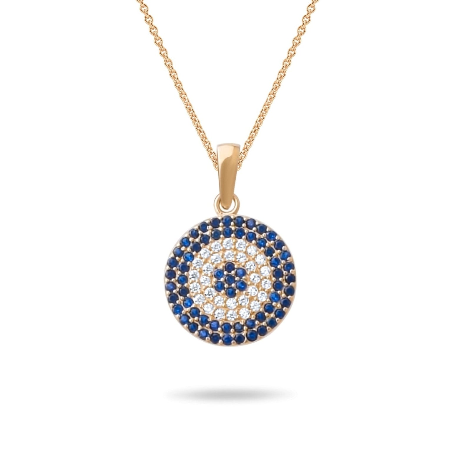 14ct Gold Evil Eye Pendant with Blue and White Cubic Zirconia – Elegant and Protective Amulet - Pendant Only - Kolié