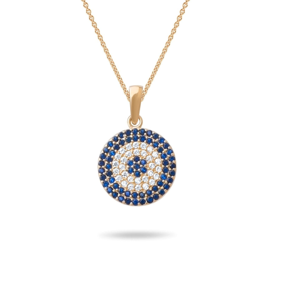 14ct Gold Evil Eye Pendant with Blue and White Cubic Zirconia – Elegant and Protective Amulet - Pendant Only - Kolié