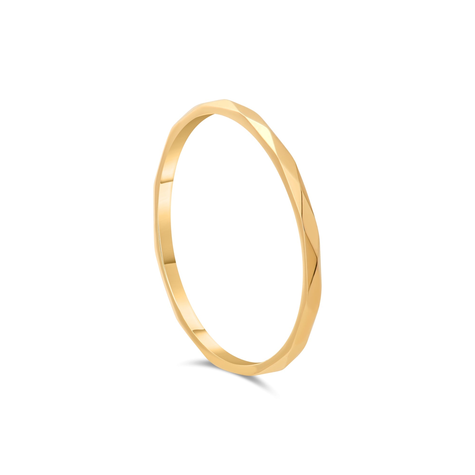 14ct Gold Faceted Ring – Size P - Kolié Fine Jewellery
