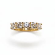 14ct Gold Five Stone Ring | Solid Gold CZ Anniversary Ring | Elegant Women's Band | Hallmarked UK Jewellery | Yellow Gold Statement Ring - Kolié Fine Jewellery