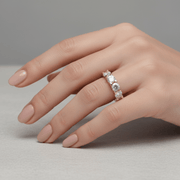 14ct Gold Five Stone Ring | Solid Gold CZ Anniversary Ring | Elegant Women's Band | Hallmarked UK Jewellery | Yellow Gold Statement Ring - Kolié Fine Jewellery