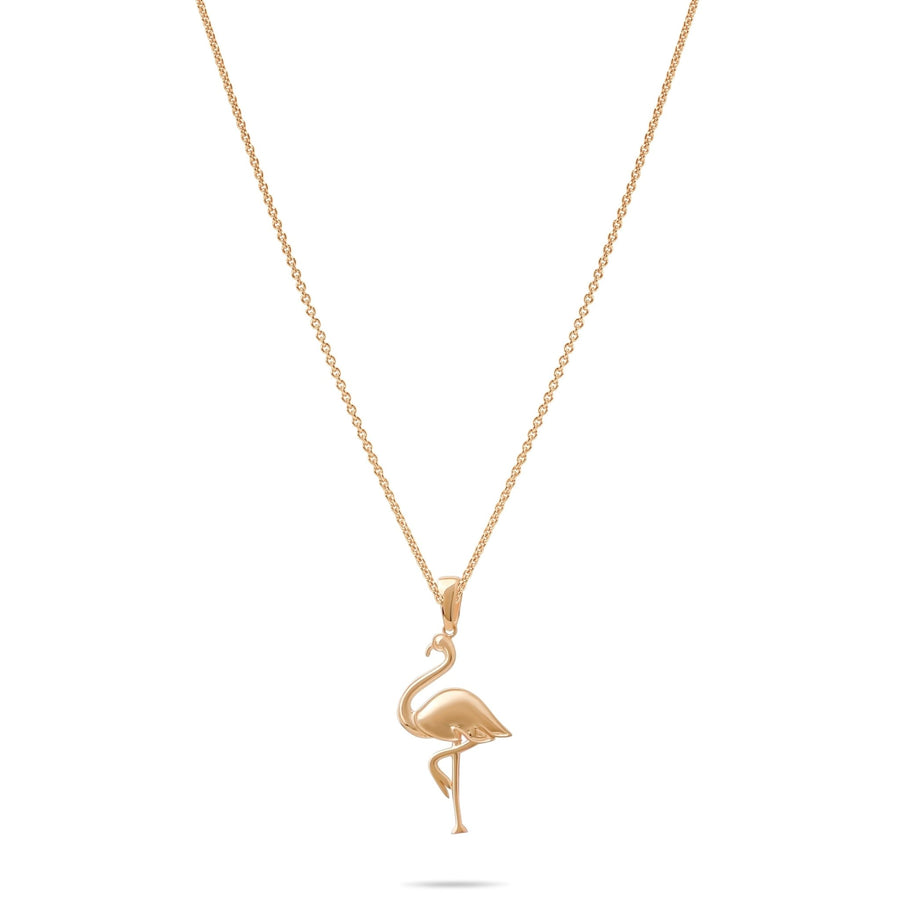 14ct Gold Flamingo Pendant Necklace, Elegant Charm, Hallmarked Gold Statement Pendant Only - Kolié