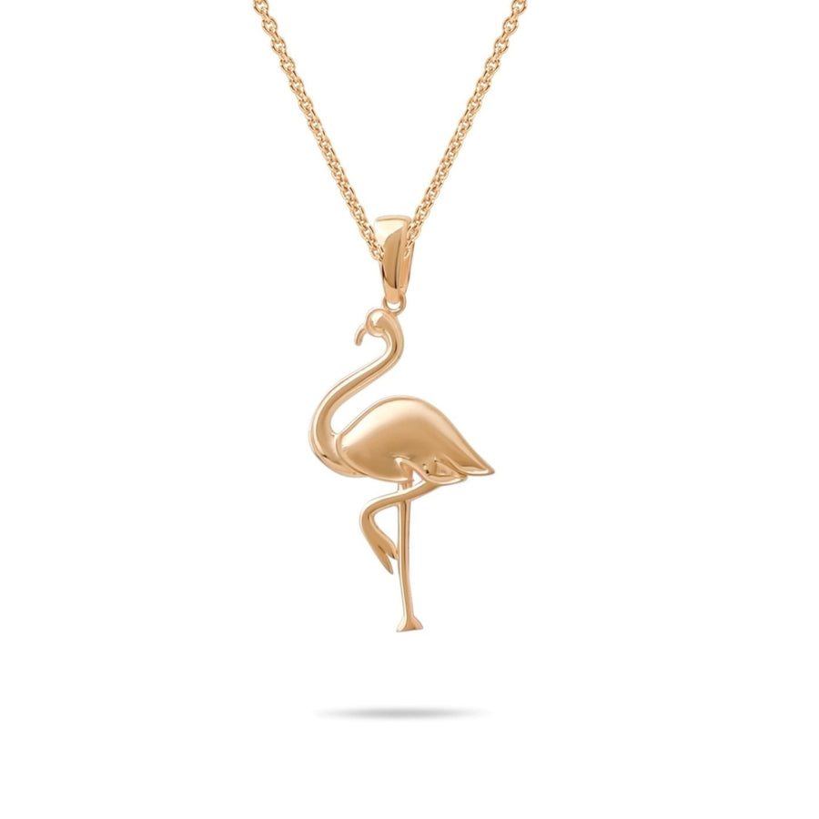 14ct Gold Flamingo Pendant Necklace, Elegant Charm, Hallmarked Gold Statement Pendant Only - Kolié