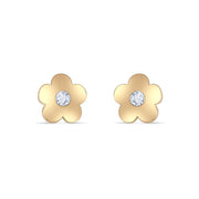 14ct Gold Flower Stud Earrings | Dainty Cubic Zirconia Floral Studs | Kolié - Kolié Fine Jewellery