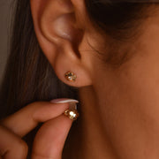 14ct Gold Flower Stud Earrings | Dainty Cubic Zirconia Floral Studs | Kolié - Kolié Fine Jewellery