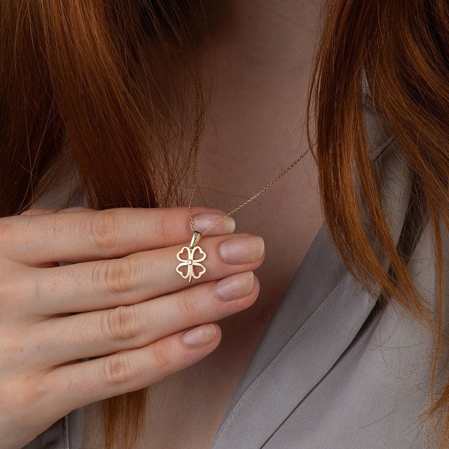 14ct Gold Four Leaf Clover Pendant - Lucky Charm Jewellery - Pendant Only - Kolié Fine Jewellery