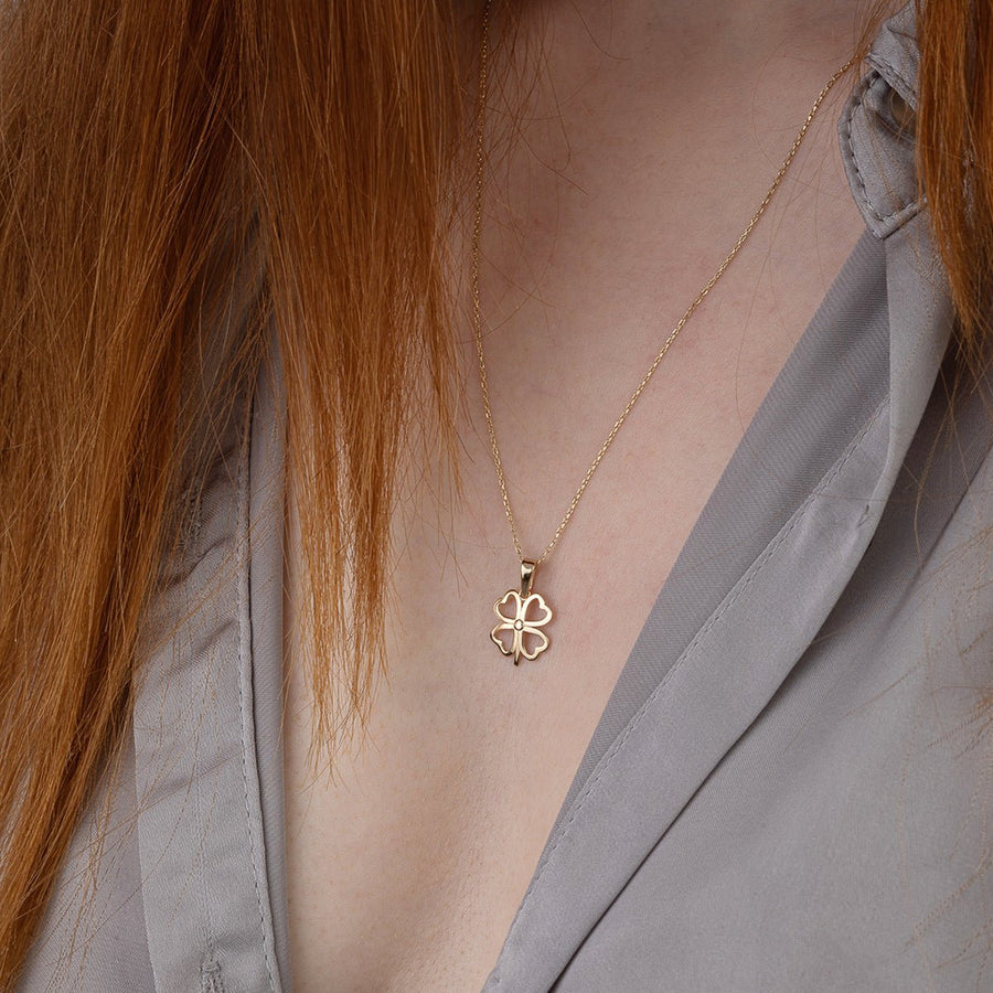14ct Gold Four Leaf Clover Pendant - Lucky Charm Jewellery - Pendant Only - Kolié Fine Jewellery