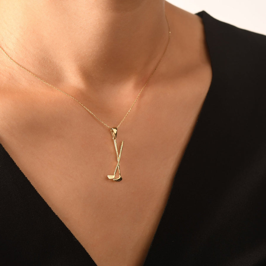 14ct Gold Golf Pendant – Elegant Golf Club & Ball Charm - Pendant Only - Kolié
