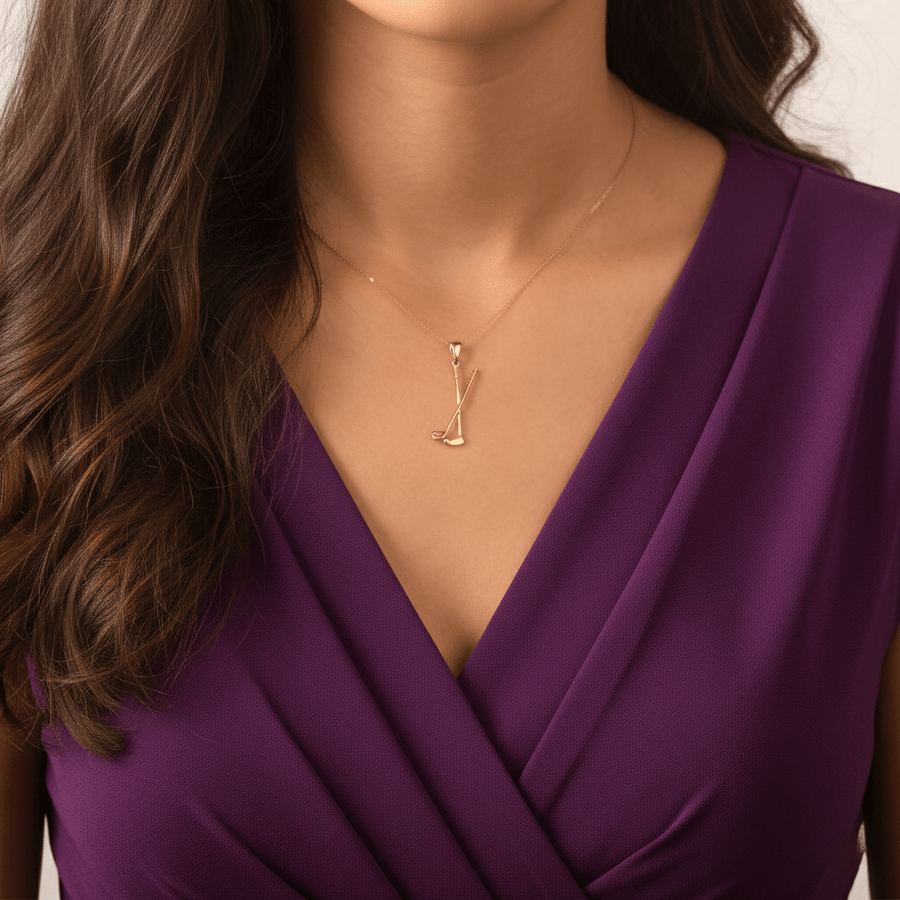 14ct Gold Golf Pendant – Elegant Golf Club & Ball Charm - Pendant Only - Kolié Fine Jewellery