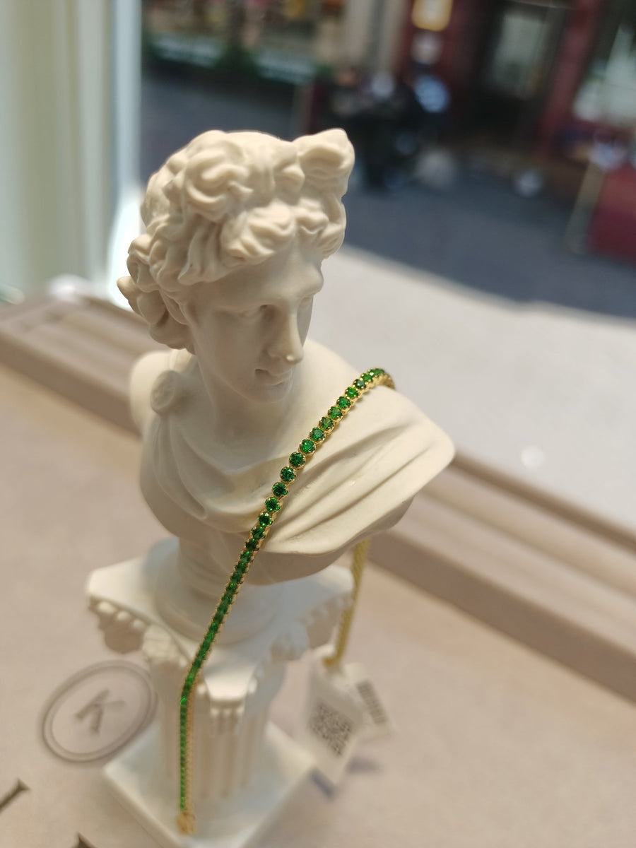 14ct Gold Green Cubic Zirconia Tennis Bracelet for Women – Elegant 14 Carat Gold Bracelet, Perfect Gift for Her - Kolié Fine Jewellery