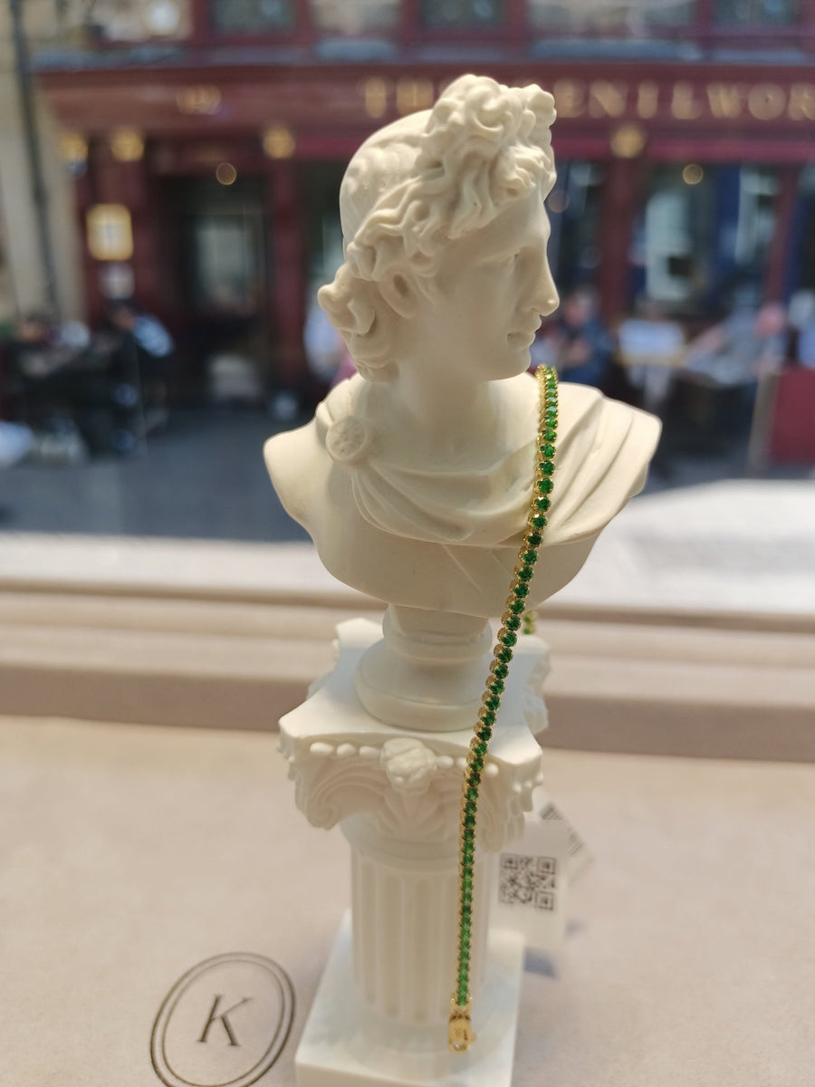 14ct Gold Green Cubic Zirconia Tennis Bracelet for Women – Elegant 14 Carat Gold Bracelet, Perfect Gift for Her - Kolié Fine Jewellery