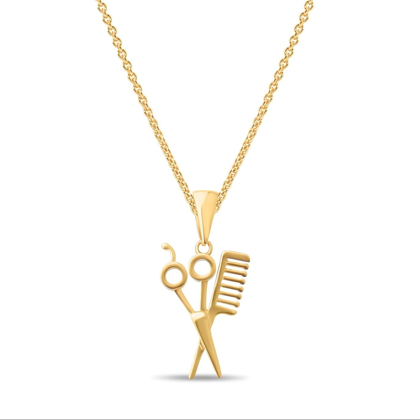 14ct Gold Hairdresser Pendant – Scissors & Comb Charm - Pendant Only - Kolié