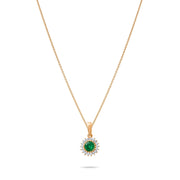 14ct Gold Halo Gemstone Pendant with CZ – Available in Ruby, Emerald, and Sapphire - Pendant Only - Kolié