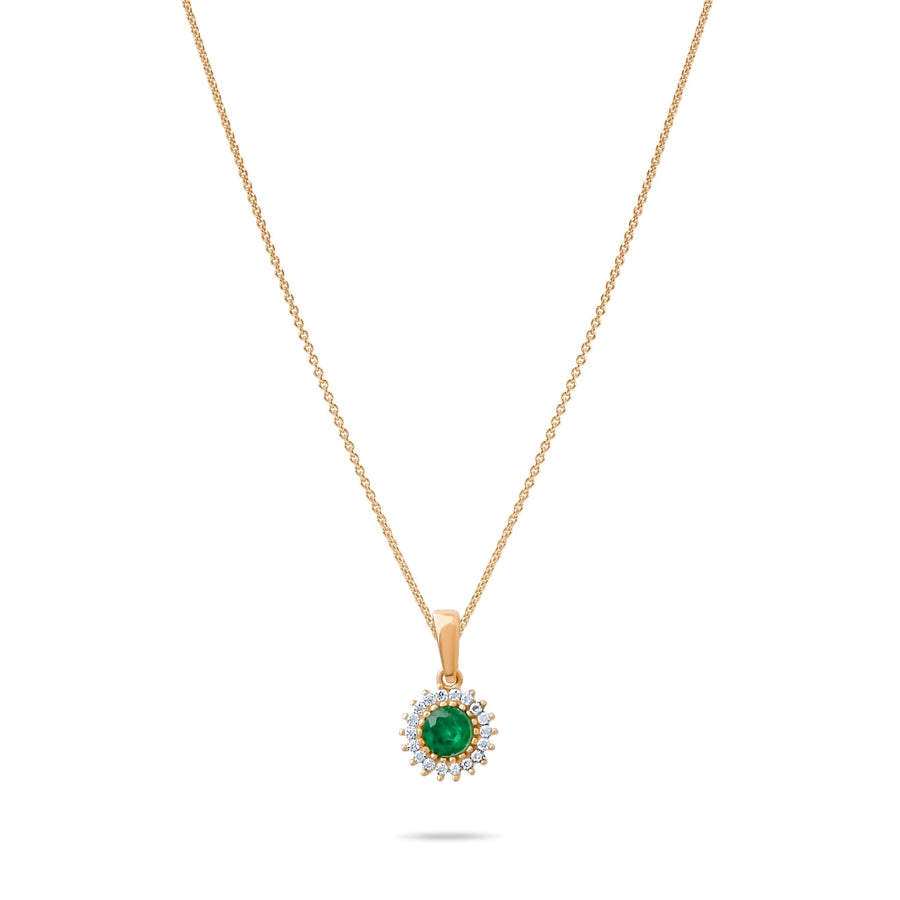 14ct Gold Halo Gemstone Pendant with CZ – Available in Ruby, Emerald, and Sapphire - Pendant Only - Kolié