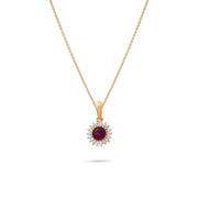14ct Gold Halo Gemstone Pendant with CZ – Available in Ruby, Emerald, and Sapphire - Pendant Only - Kolié