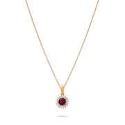 14ct Gold Halo Gemstone Pendant with CZ – Available in Ruby, Emerald, and Sapphire - Pendant Only - Kolié