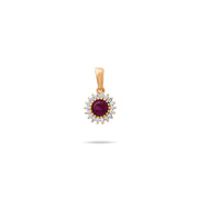 14ct Gold Halo Gemstone Pendant with CZ – Available in Ruby, Emerald, and Sapphire - Pendant Only - Kolié