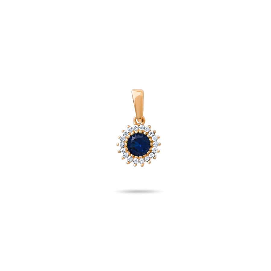 14ct Gold Halo Gemstone Pendant with CZ – Available in Ruby, Emerald, and Sapphire - Pendant Only - Kolié