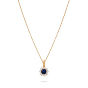 14ct Gold Halo Gemstone Pendant with CZ – Available in Ruby, Emerald, and Sapphire - Pendant Only - Kolié