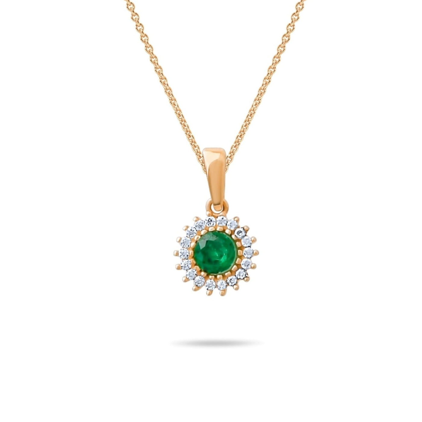 14ct Gold Halo Gemstone Pendant with CZ – Available in Ruby, Emerald, and Sapphire - Pendant Only - Kolié