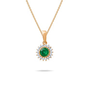 14ct Gold Halo Gemstone Pendant with CZ – Available in Ruby, Emerald, and Sapphire - Pendant Only - Kolié