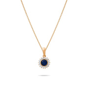 14ct Gold Halo Gemstone Pendant with CZ – Available in Ruby, Emerald, and Sapphire - Pendant Only - Kolié