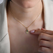 14ct Gold Hamsa Hand Pendant – Cubic Zirconia Gemstone Jewellery, Hamsa Charm, Protective Hand Necklace, Gift for Women - Pendant Only - Kolié