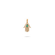 14ct Gold Hamsa Hand Pendant – Cubic Zirconia Gemstone Jewellery, Hamsa Charm, Protective Hand Necklace, Gift for Women - Pendant Only - Kolié