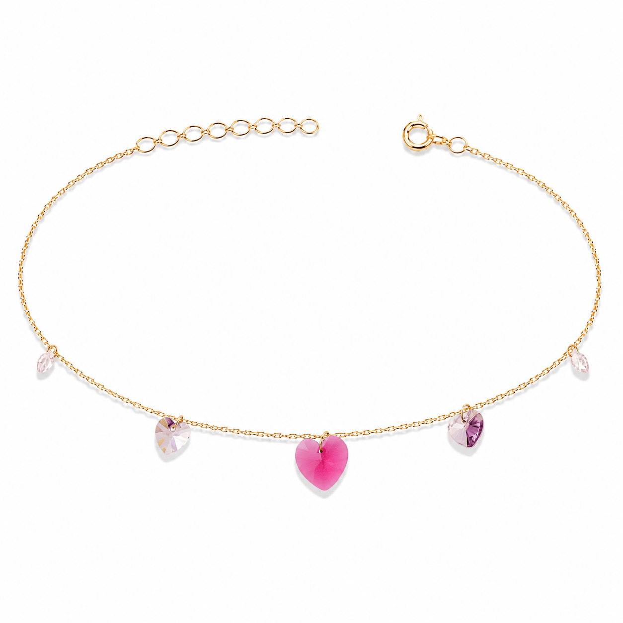 14ct Gold Heart Charm Bracelet - Kolié Fine Jewellery
