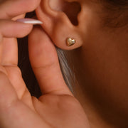 14ct Gold Heart Stud Earrings | Dainty Cubic Zirconia Heart Studs | Kolié - Kolié Fine Jewellery