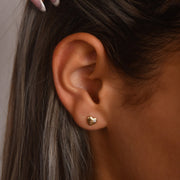 14ct Gold Heart Stud Earrings | Dainty Cubic Zirconia Heart Studs | Kolié - Kolié Fine Jewellery