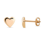 14ct Gold Heart Stud Earrings | Minimalist Solid Gold Love Studs | Kolié - Kolié Fine Jewellery