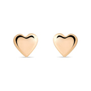 14ct Gold Heart Stud Earrings | Minimalist Solid Gold Love Studs | Kolié - Kolié Fine Jewellery